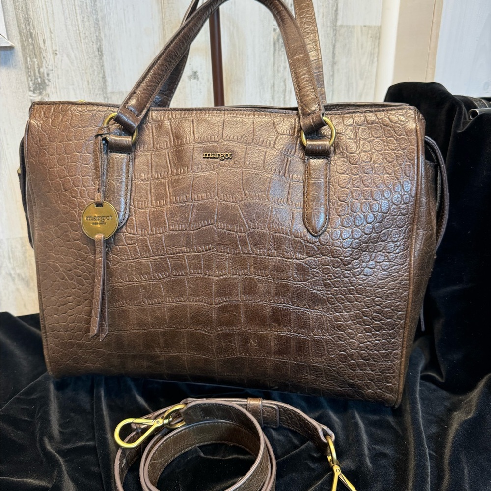 Margot New York Taylor Triple Compartment Leather Tote